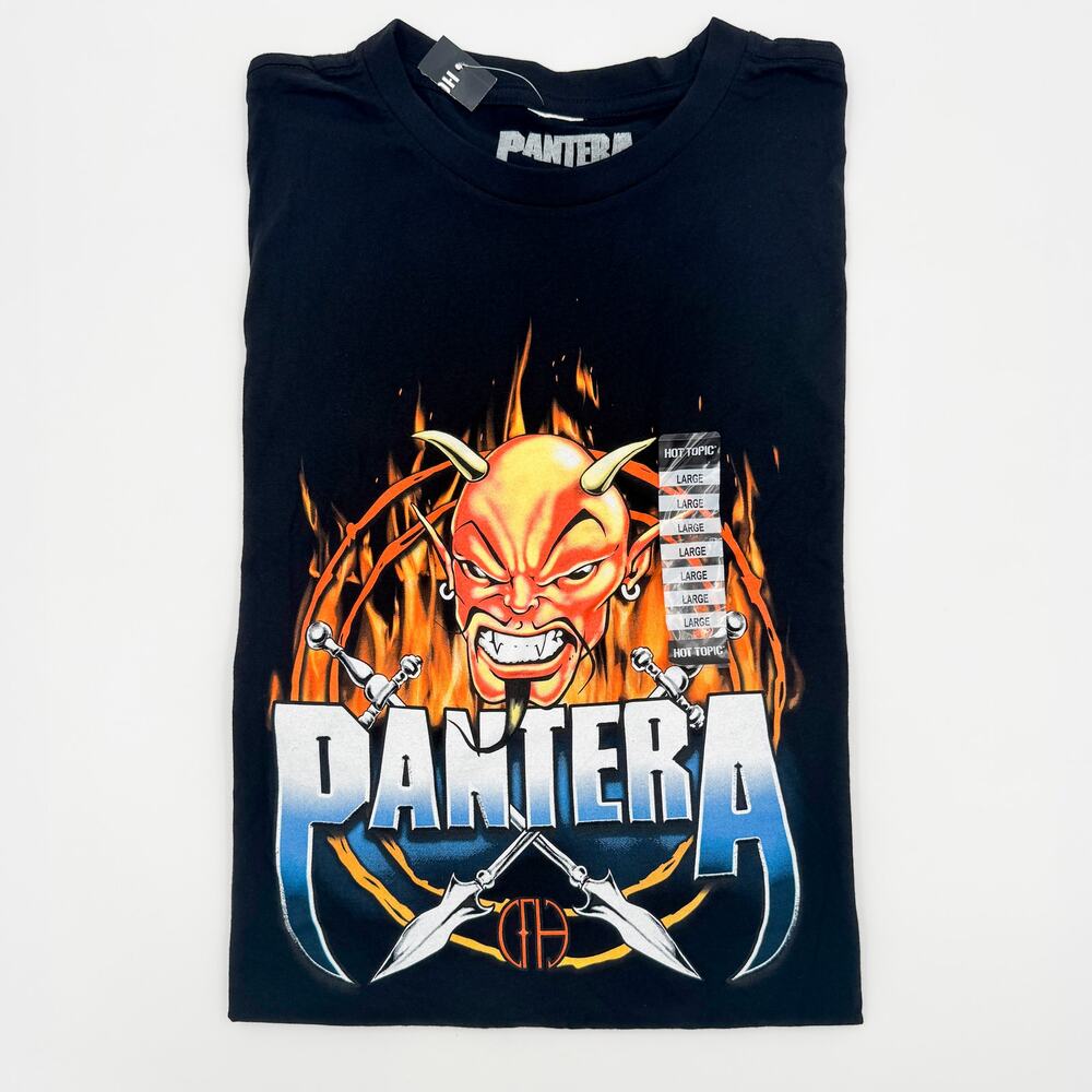 Pantera Devil Logo CFH Flames Black Graphic Band T-Shirt NWT Men’s Large